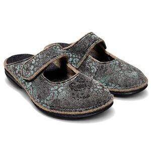 Finn Comfort Skobje Olive Wool Felt House Clogs Floral EU 39 US 8.5 Germany